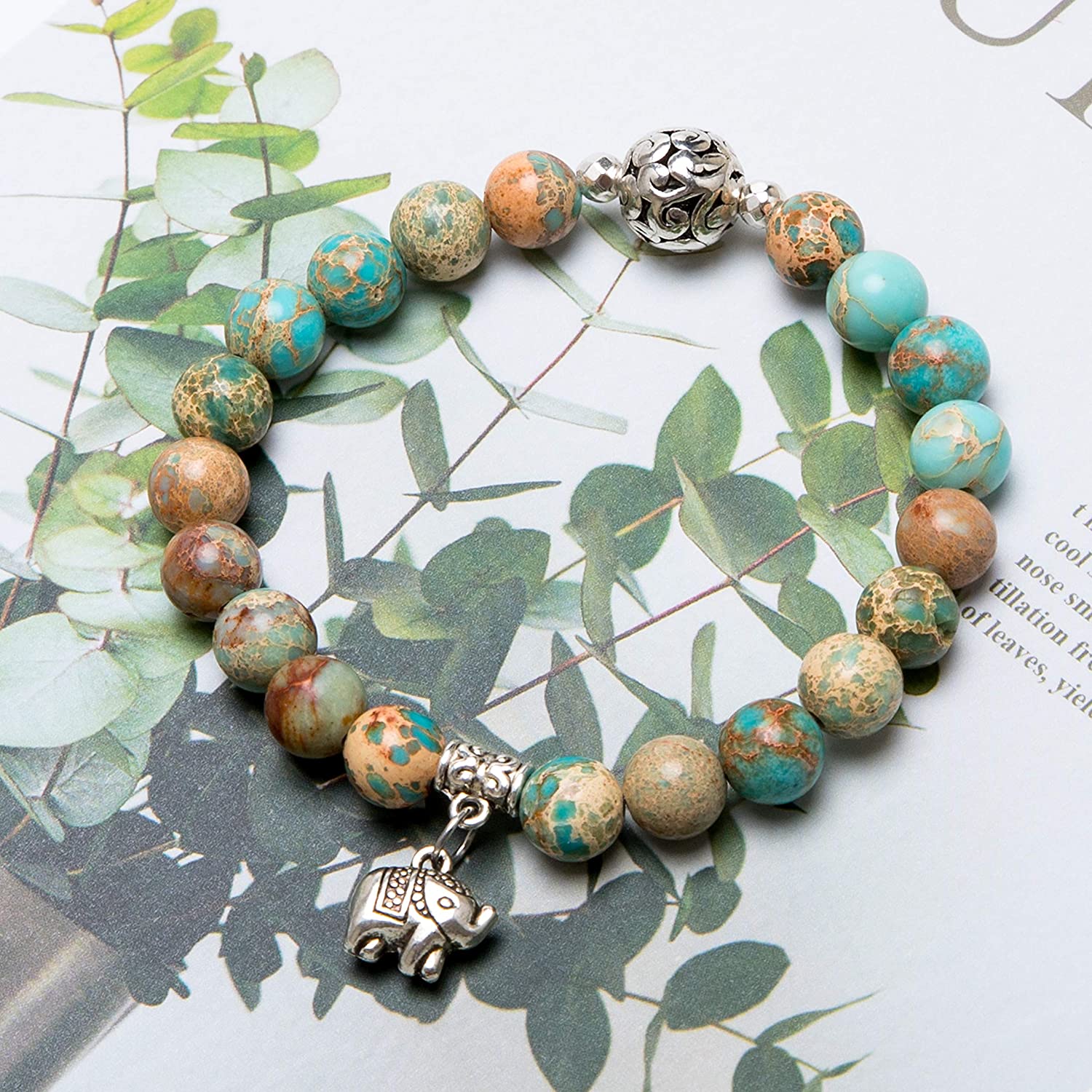 Bivei Natural Gem Semi Precious Reiki Healing Crystals Handmade 8mm Round Beads Stretch Bracelet - Image 9